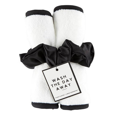 Plush Face Cloth - White with Black Trim