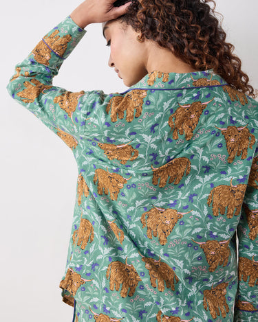 Lightweight Flannel Long PJ Set in Highland Cows