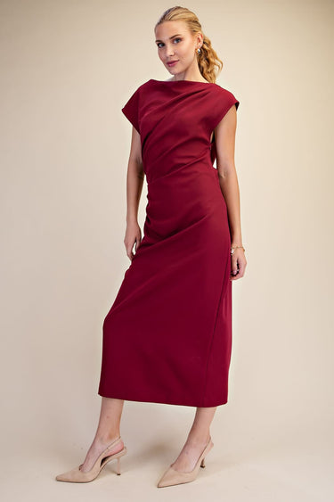 Bobby Pleated Waist Midi Dress
