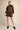 Scarf Collar Long Sleeve Puffy Jacket - Brown