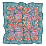 Floral patterned scarf with pink and orange flowers on a teal background