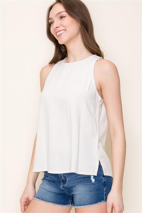 Vana Sleeveless Top with Keyhole Back Button