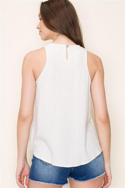 Vana Sleeveless Top with Keyhole Back Button