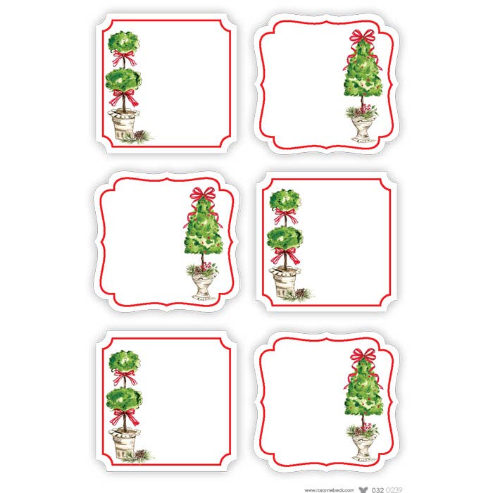 Holiday Topiaries with Red Bows Die-Cut Sticker Sheet