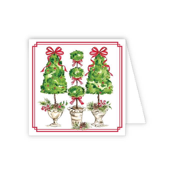 Holiday Topiary Trio with Red Bows Enclosure Card