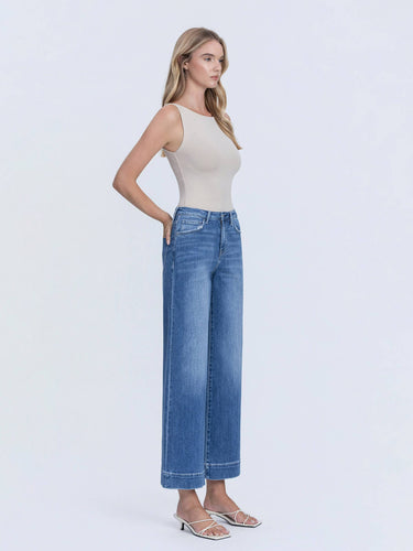 Rya High Rise Cropped Wide Leg Hem Jeans