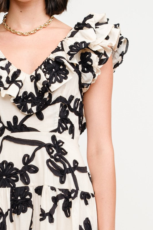 Bobbie Embroidered Floral Midi Dress