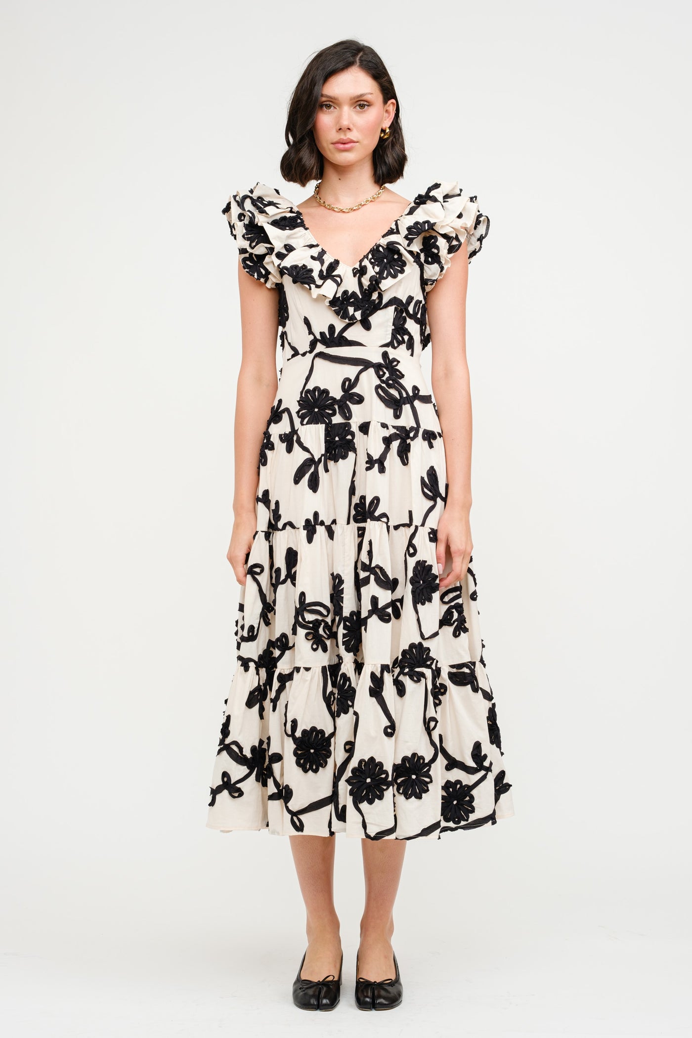 Bobbie Embroidered Floral Midi Dress