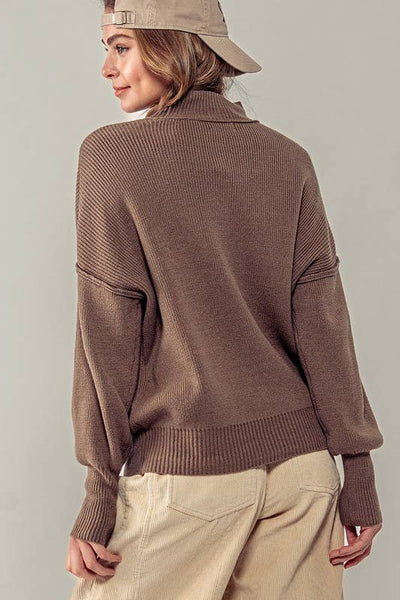 Valley Ribbed Knit Mock Neck Sweater