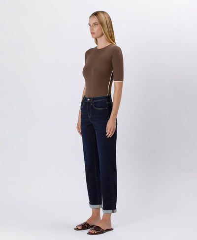 Lola HIGH RISE CUFFED CROP STRAIGHT JEANS