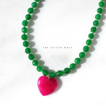 Abel Beaded Heart Drop Necklace