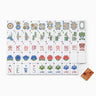 Set of Mahjong tiles with various symbols on a white background