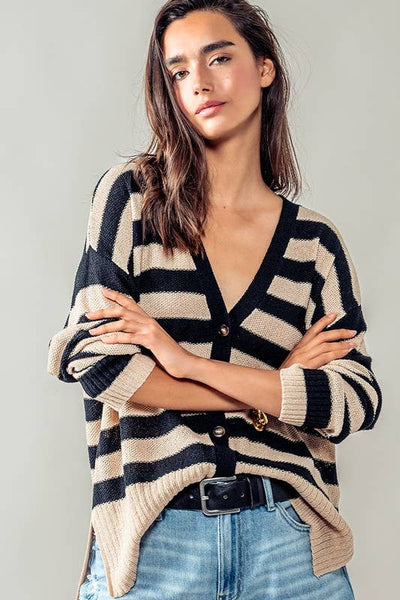 Cozy and Free Striped Cardigan