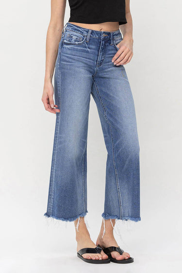 VIVIENNE HIGH RISE CROP WIDE LEG JEANS By Flying Monkey