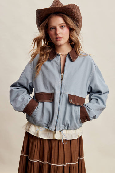 Maeve Contrast Trim Western Utility Jacket