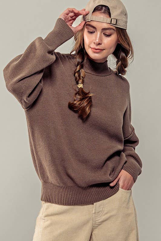 Valley Ribbed Knit Mock Neck Sweater