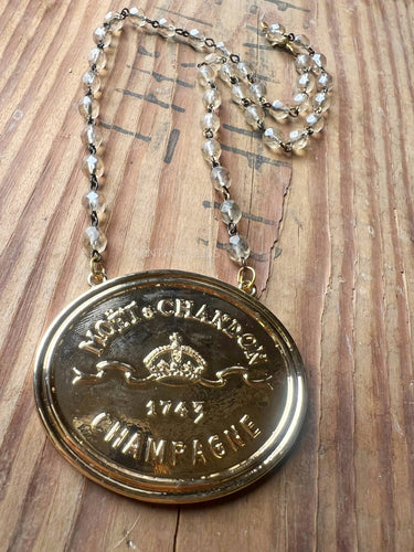 Moet & Chandon Champagne Label Medallion Necklace