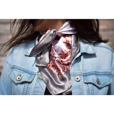 Grey & Pink Floral Wild Rag/Scarf