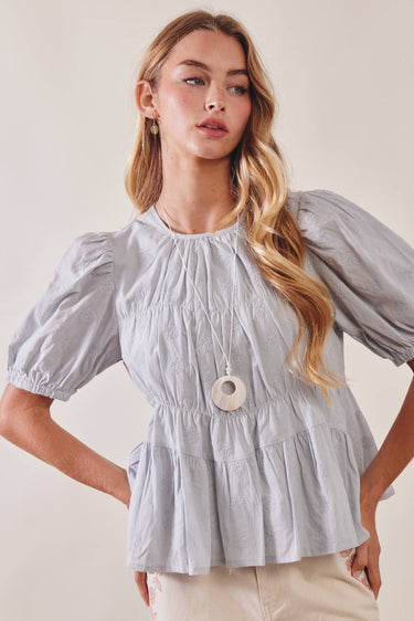 Rosalyn Embroidered Peplum Blouse