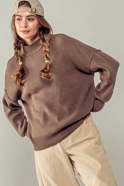 Valley Ribbed Knit Mock Neck Sweater