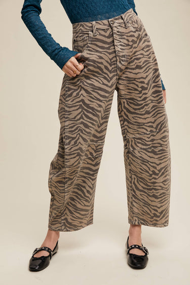 Ashlyn Zebra Print Barrel Jeans