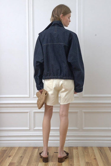 Hendrix  High Neck Hem Denim Jacket