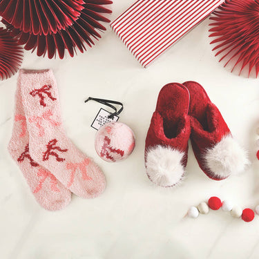 Cozy Socks in Ornament - Blush + Bows