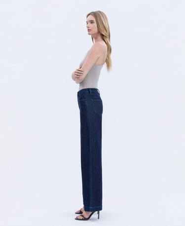Milana High Rise Trouser Hem Wide Leg Jeans