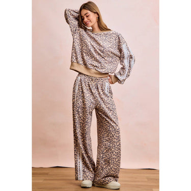 Jeanna Leopard Lace Trim Sweatpants