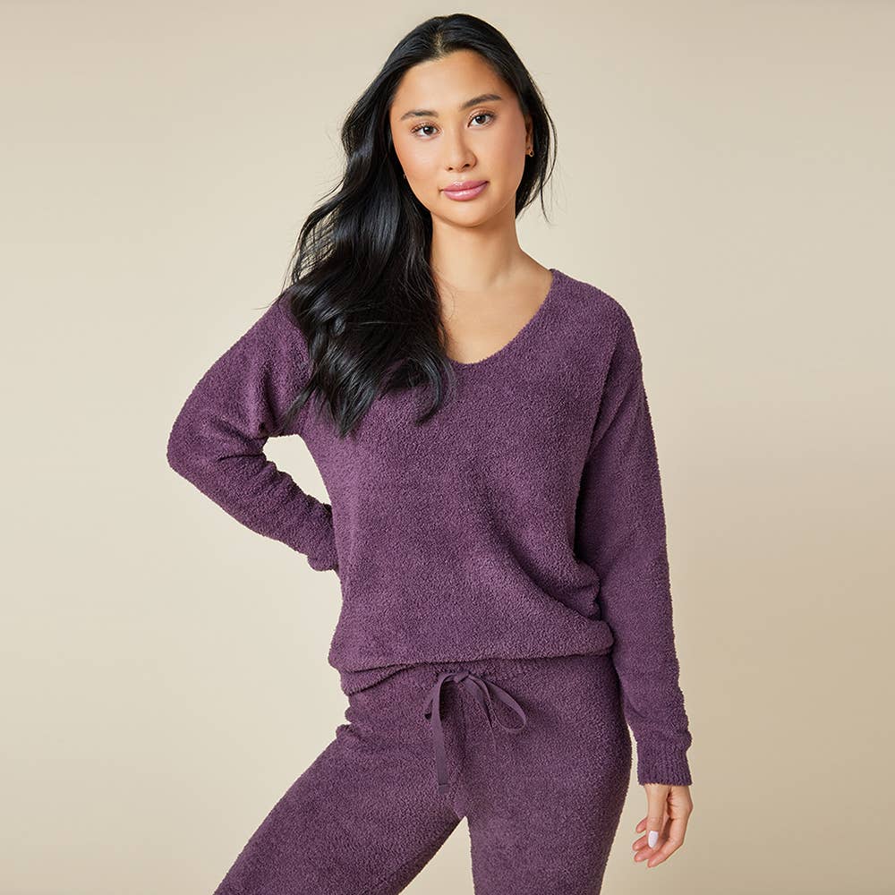 Solid Marshmallow V-Neck Lounge Set