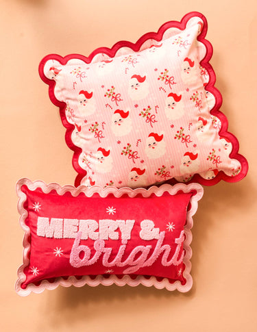 Scalloped Rectangle Throw Pillow-Merry & Bright