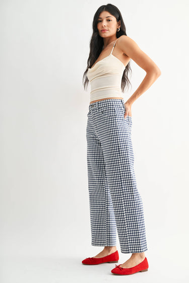 Mary Anne Navy Gingham- Barrel Jean Twist