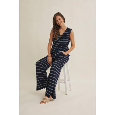 Bayside Sleeves Button Down Linen Blend Knit Top
