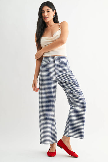 Mary Anne Navy Gingham- Barrel Jean Twist