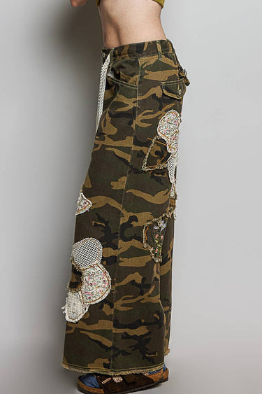 Lana Floral Embroidered Butterfly Patchwork Pants