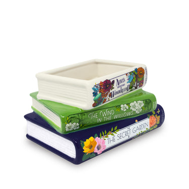Stacked Classic Books Ceramic Planter (Various Styles)