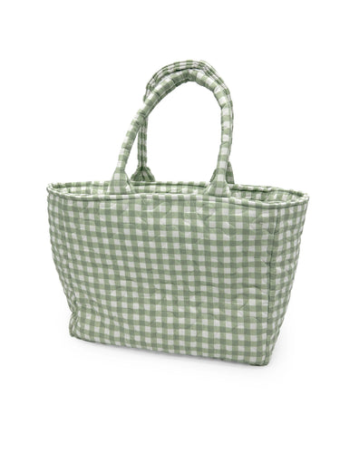 Anthia Gingham Sage Quilted Handbag