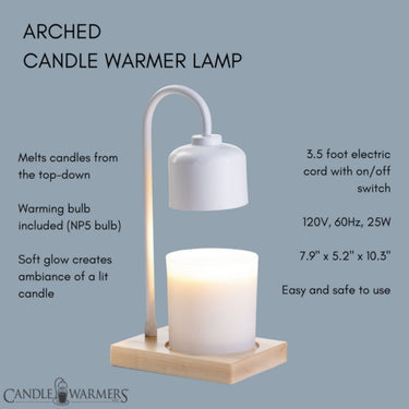 Arched Candle Warmer Lamp White & Wood