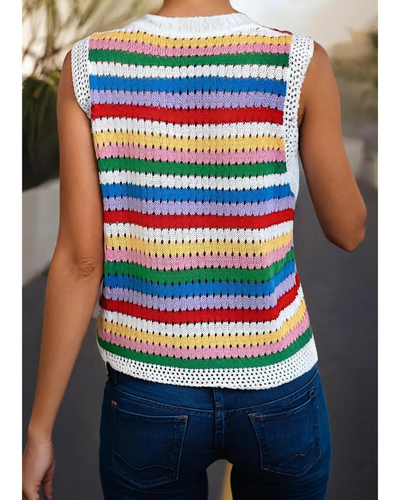 Ashley Striped Cutout Knit Tank Top