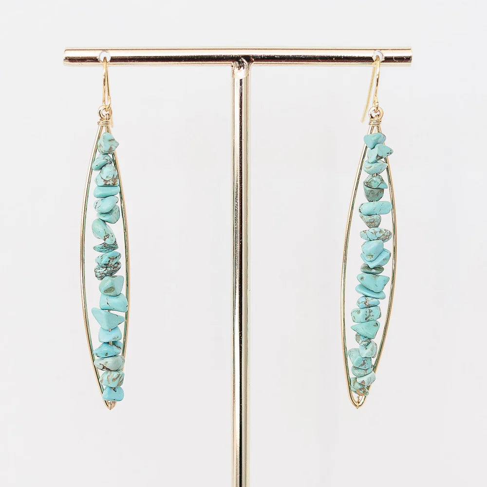 Briggs Gold Oblong With Turquoise Stones
