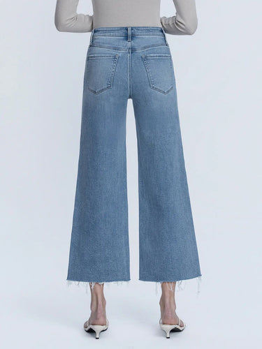 Bianca High Rise Raw Hem Wide Crop Jeans