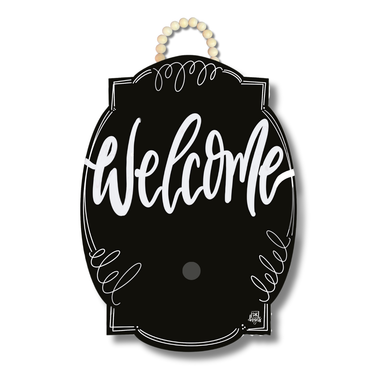 Black Bloom Welcome Door Hanger