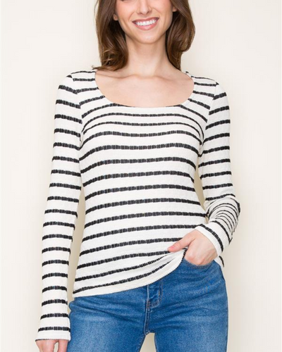 Carlina Striped Scoop Neck Top