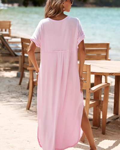 Carlotta V-Neck Maxi Shirt Dress