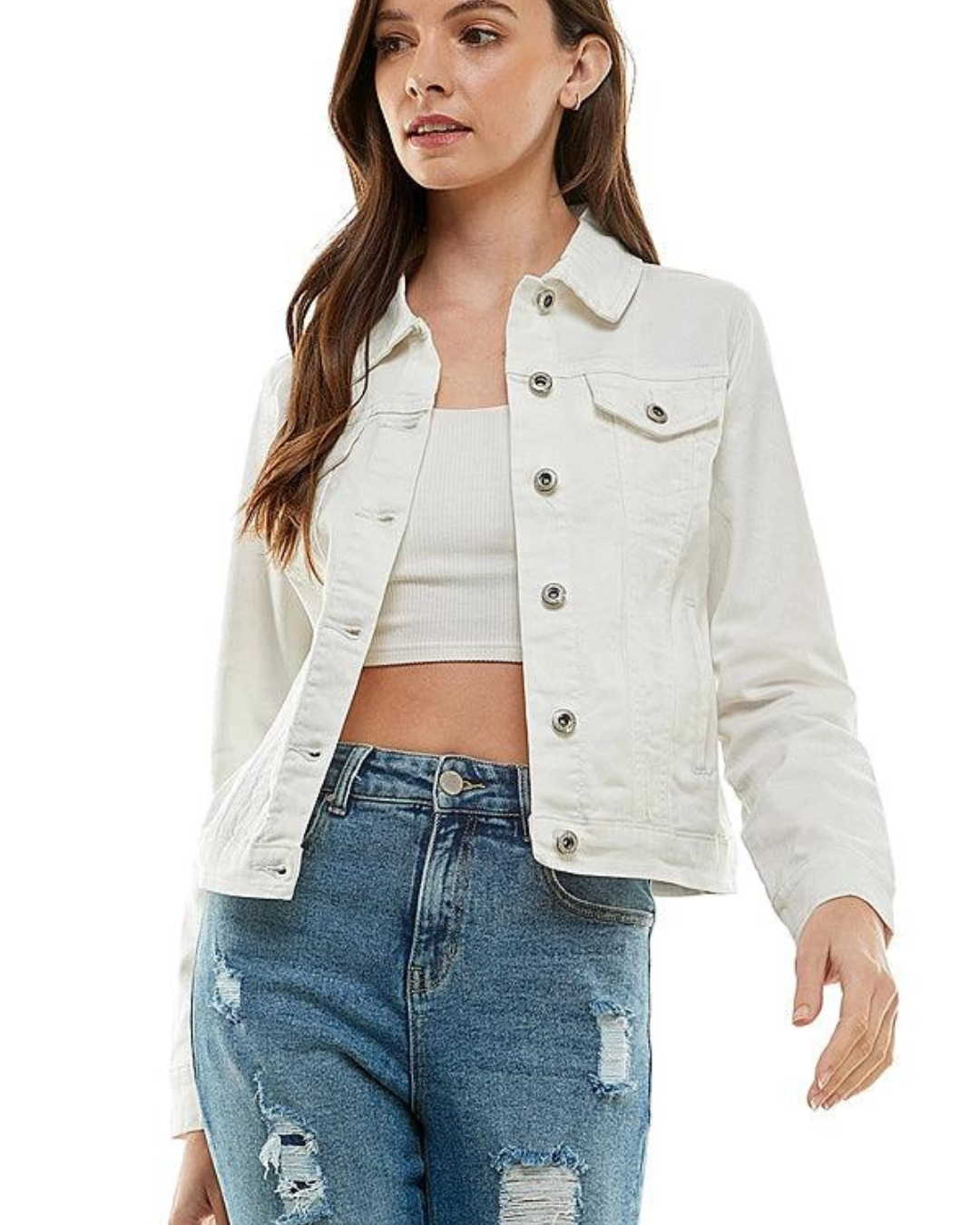 Charlotte Casual Denim Jacket- White