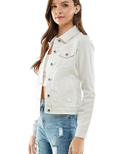 Charlotte Casual Denim Jacket- White