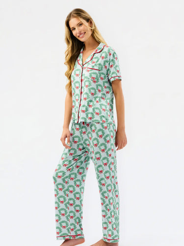 Charlotte Wreath & Ribbon Short Sleeve Ladies PJ Set