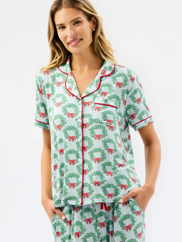 Charlotte Wreath & Ribbon Short Sleeve Ladies PJ Set