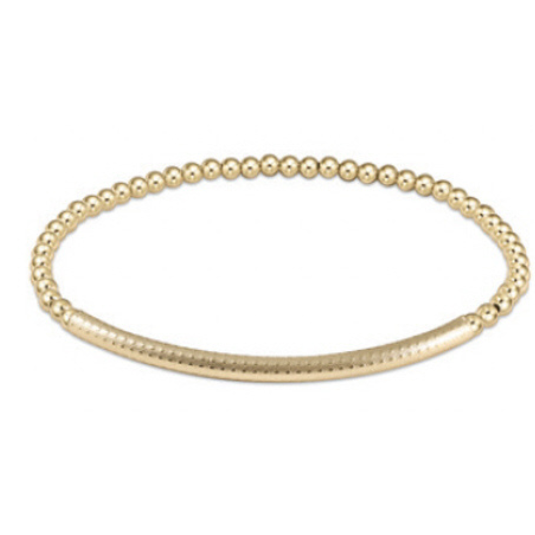 Classic Gold 3mm Bead Bracelet - Bliss Bar Textured