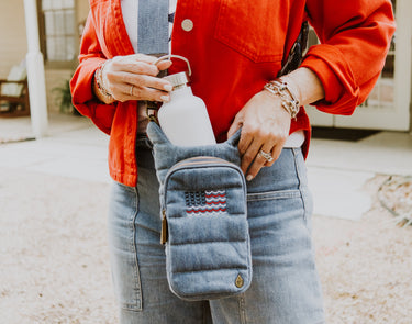 American Flag HydroBag in Denim Canvas with Vegan Leather Strap